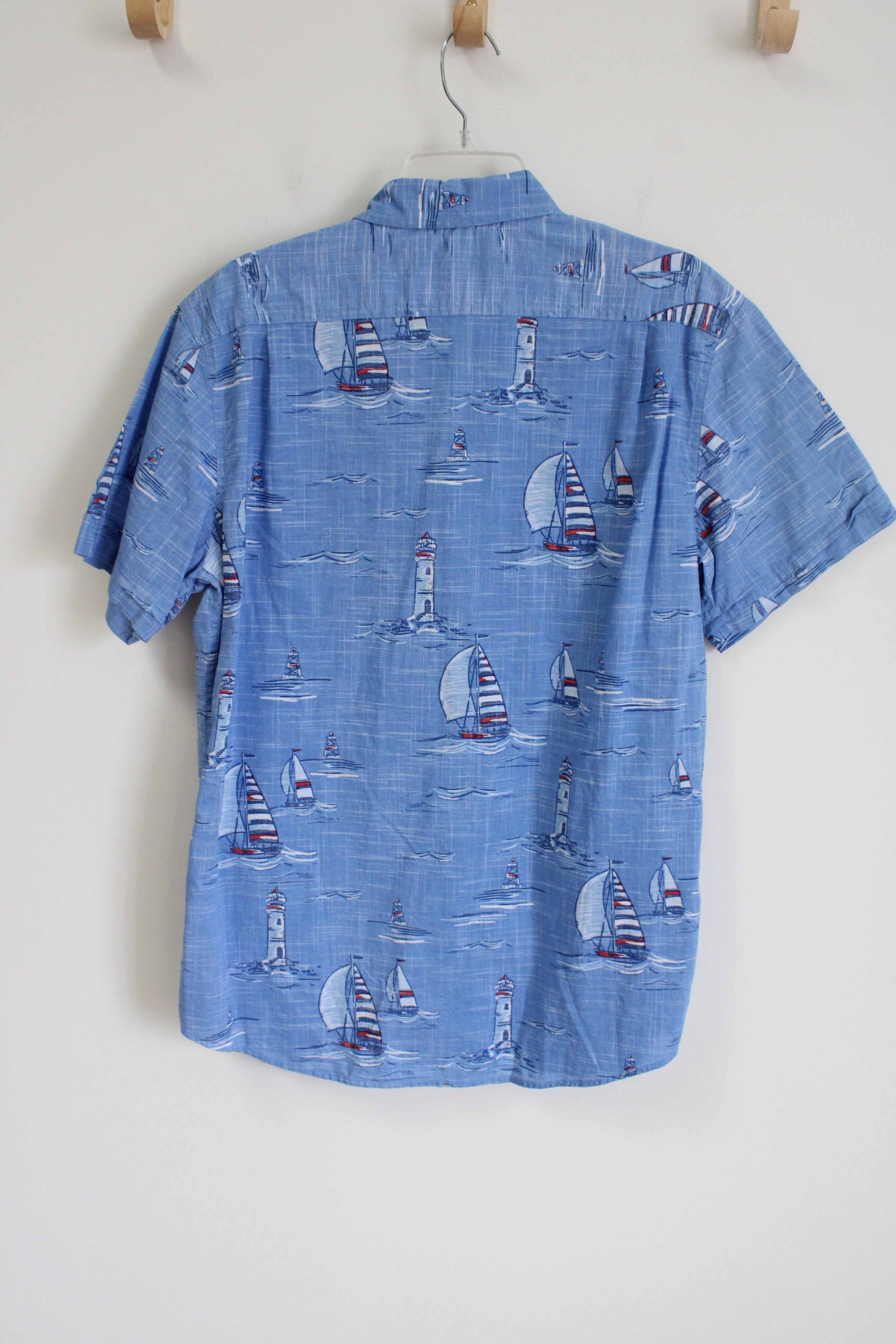 Izod Saltwater Blue Printed Shirt | L
