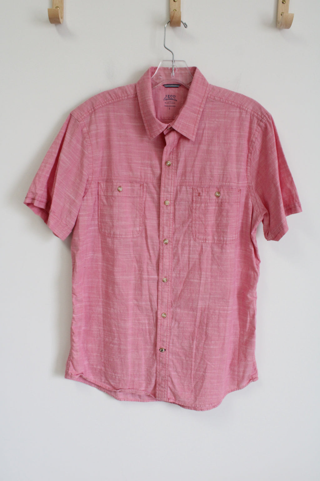 Izod Saltwater Relaxed Classics Pink Button Down Shirt | L