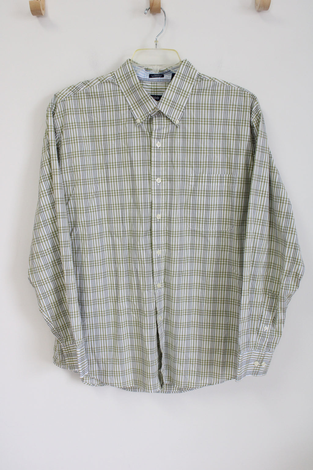 Izod Green Plaid Button Down Shirt | XL