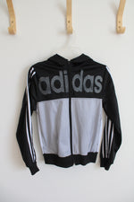 Adidas Black & White Dotted Full Zip Jacket | Youth M