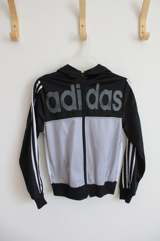 Adidas Black & White Dotted Full Zip Jacket | Youth M