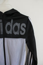 Adidas Black & White Dotted Full Zip Jacket | Youth M