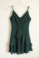 Trixxi Emerald Green Ruffle Wrap Mini Dress | S