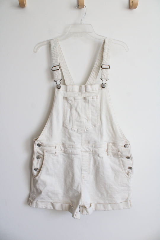 Old Navy White Denim Overall Shorts | L
