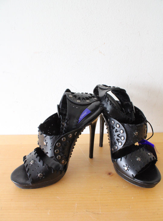 NEW Jimmy Choo For H&M Black Studded Gladiator Heels | Size 8