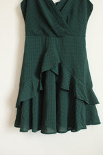 Trixxi Emerald Green Ruffle Wrap Mini Dress | S