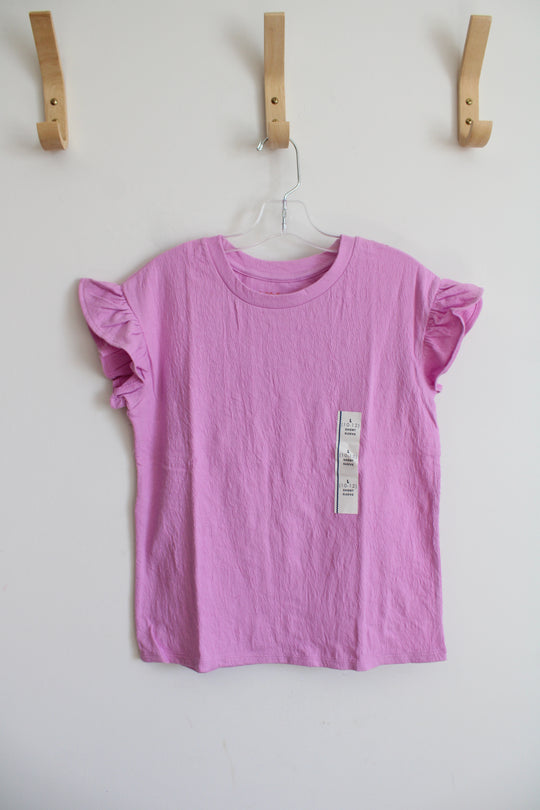 NEW Cat & Jack Purple Ruffled Sleeve Shirt | Youth LG (10/12)