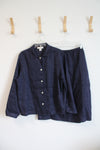 Evan-Picone Navy Button Down Top & Skirt Set | L/14