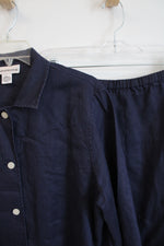 Evan-Picone Navy Button Down Top & Skirt Set | L/14