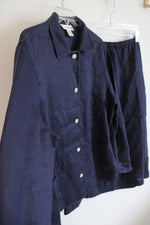 Evan-Picone Navy Button Down Top & Skirt Set | L/14