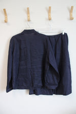 Evan-Picone Navy Button Down Top & Skirt Set | L/14