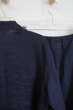 Evan-Picone Navy Button Down Top & Skirt Set | L/14