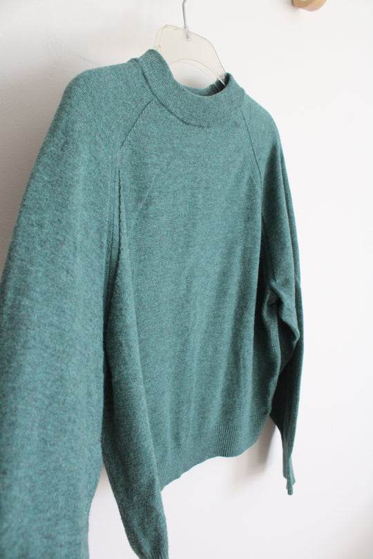 A New Day Green Mock Neck Lightweight Sweater | M