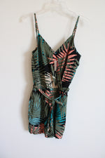 NEW LOFT Black Tropical Print Romper | S