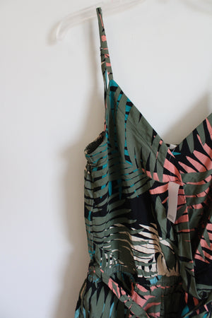 NEW LOFT Black Tropical Print Romper | S