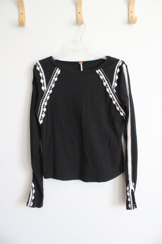 Free People Lost Love Black & White Sweater | L