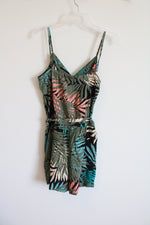 NEW LOFT Black Tropical Print Romper | S