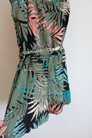 NEW LOFT Black Tropical Print Romper | S