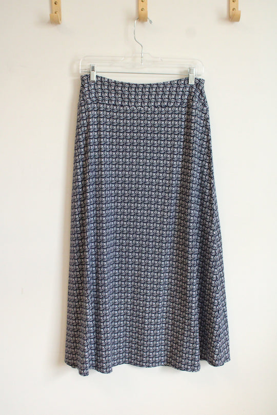 Talbots Blue and White Patterned Maxi Skirt | S Petite