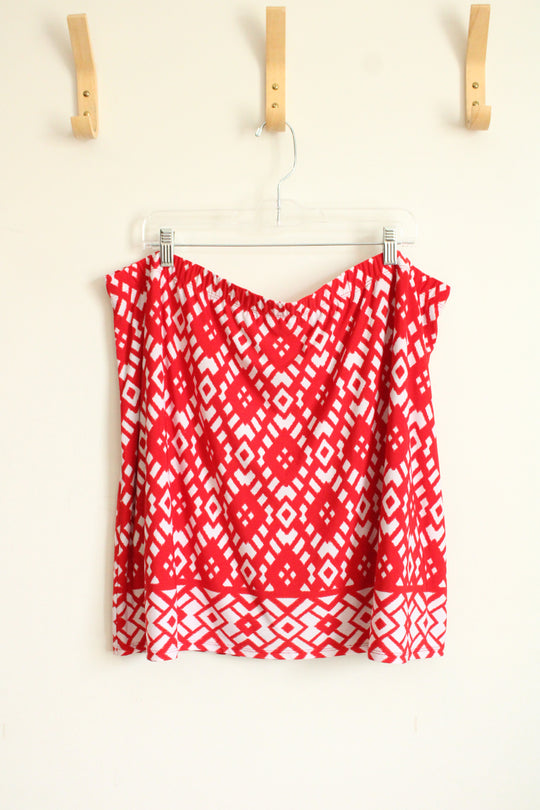 Susan Graver Red and White Patterned Skort | XXL
