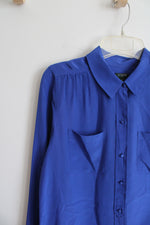 J.Crew Cobalt Blue Button Down Silk Top | S