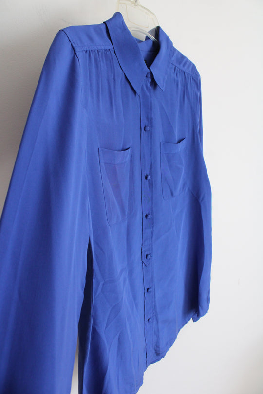 J.Crew Cobalt Blue Button Down Silk Top | S