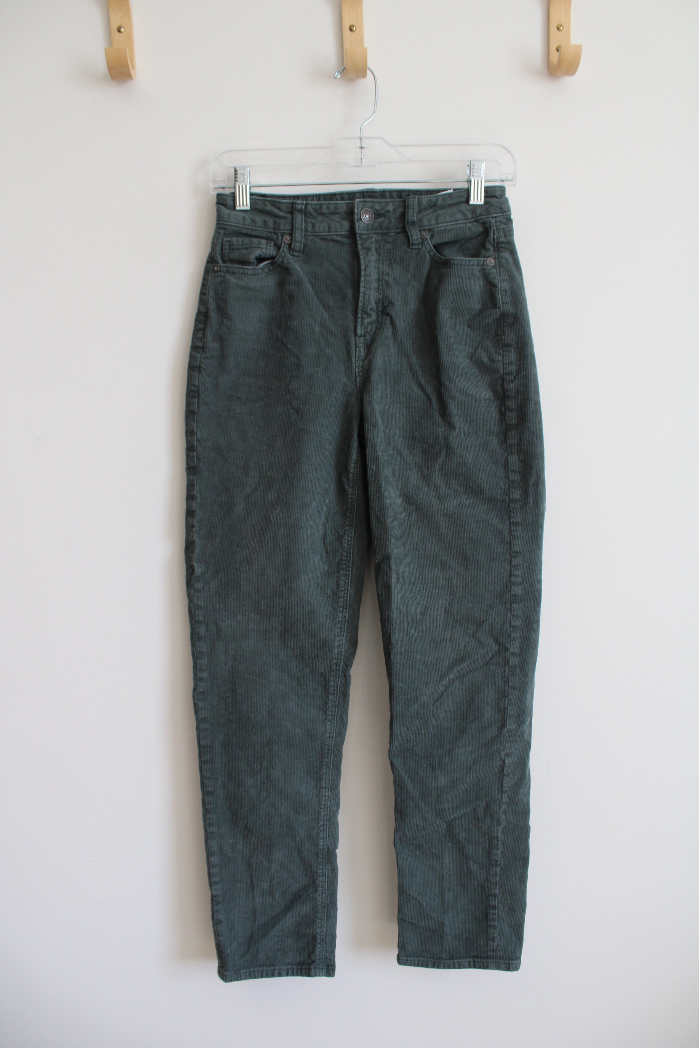 American Eagle Mom Straight Jean Green Corduroy Pants | 0