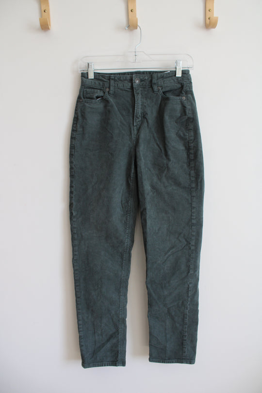 American Eagle Mom Straight Jean Green Corduroy Pants | 0