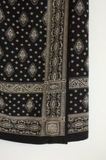 Talbots Black and Tan Silk Paisley Print Wrap Skirt | 10 Petite