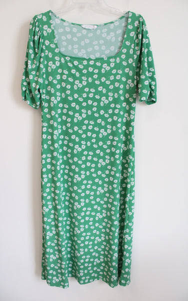 All In Favor Green White Floral Dress XL Jubilee Thrift