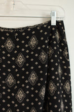 Talbots Black and Tan Silk Paisley Print Wrap Skirt | 10 Petite