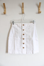NEW LOFT White Button Down Denim Skirt | 0 Petite