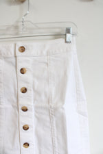 NEW LOFT White Button Down Denim Skirt | 0 Petite