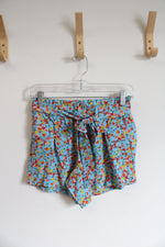 NEW LOFT Blue Floral Belted Shorts | XXS Petite