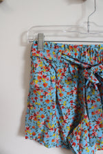 NEW LOFT Blue Floral Belted Shorts | XXS Petite