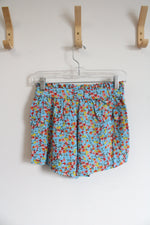 NEW LOFT Blue Floral Belted Shorts | XXS Petite