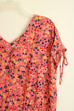 Woman Within Pink Floral Tiered Button Front Dress | 20W