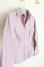 LOFT Pink & White Striped Button Down Top | 2