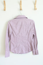 LOFT Pink & White Striped Button Down Top | 2