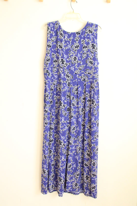 Woman Within Blue Floral Maxi Sleeveless Dress | 22/24