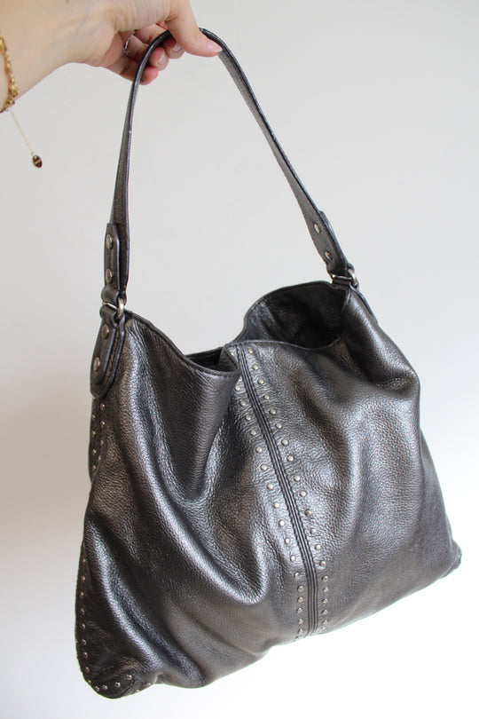 Michael Kors Silver Leather Studded Purse