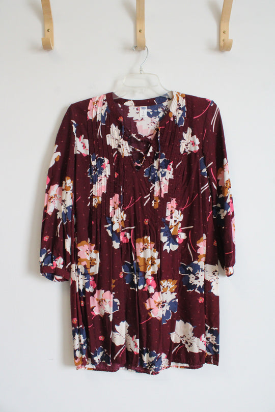 Old Navy Maroon Floral Dress | S