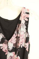 S.L. Fashions Black & Pink Floral Sleeveless Dress | 6