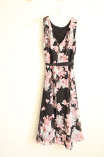 S.L. Fashions Black & Pink Floral Sleeveless Dress | 6