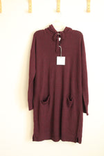 NEW M By Marled Hooded Dark Red Wine Ruby Sweater Dress | XL