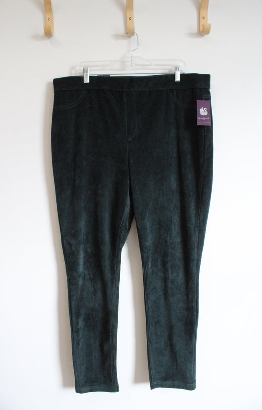 NEW Gloria Vanderbilt Green Mid-Rise Pull On Skinny Corduroy Knit Pants | XXL