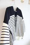 T By Talbots Navy & White Striped Soft Hoodie | 2X
