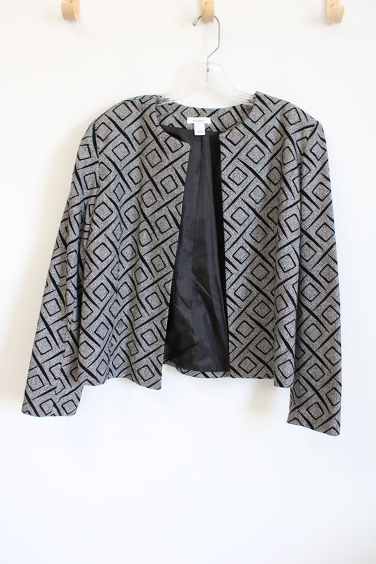 Dressbarn Black White Silver Woven Jacket | L