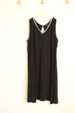 NEW MSK Black Rhinestone Embellished Dress with Split Back | M