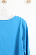 Ruby Rd. Blue Patterned V-Neck Top | L